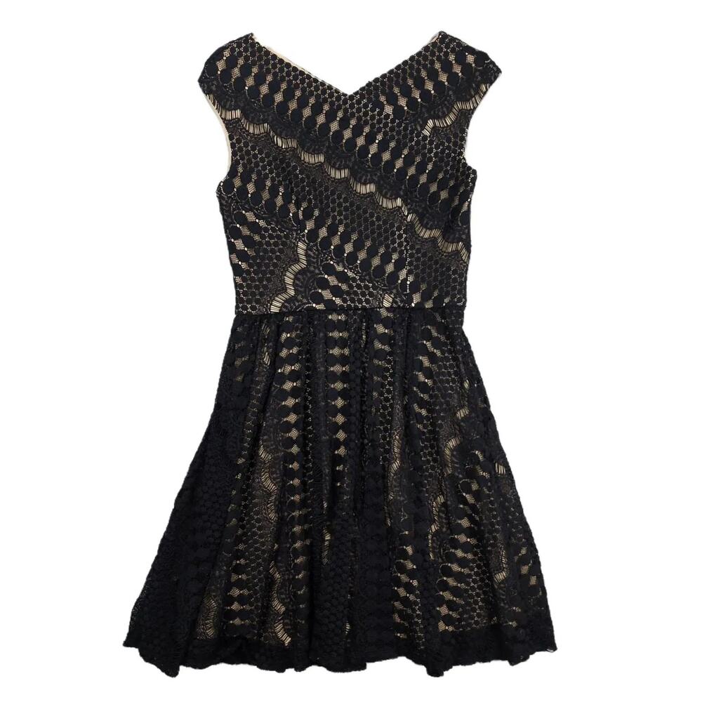 BETSEY JOHNSON Size 6 Overlay Black Lace Fit & Flare Sleeveless Dress Whimsigoth